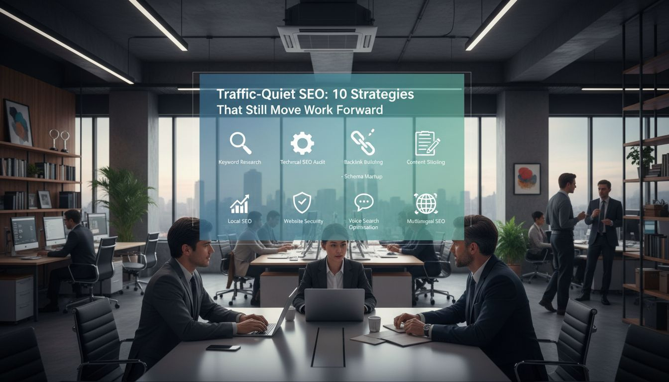 Chart shows steady behind-the-scenes SEO moves and evergreen content system